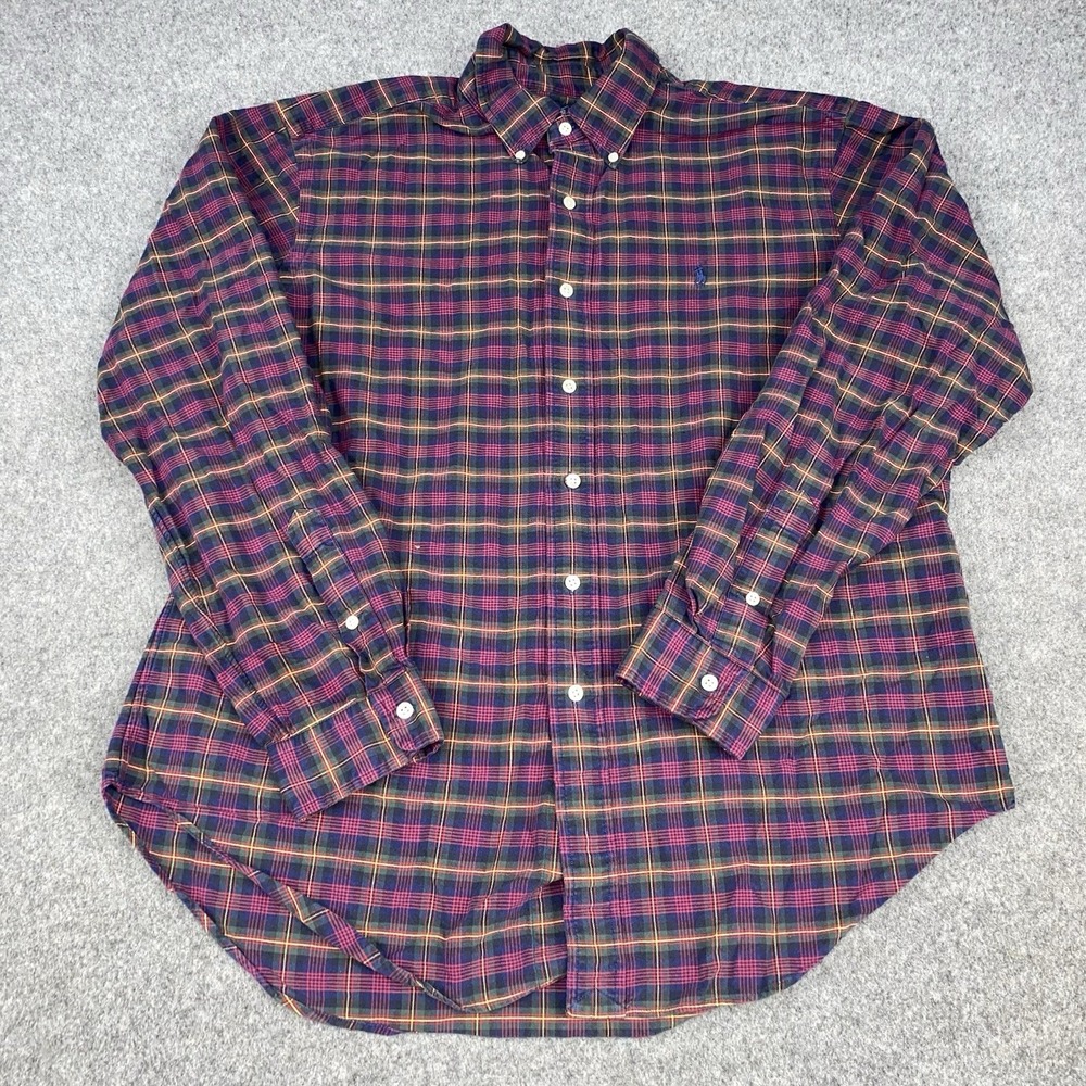 Polo Ralph Lauren Classic Fit Shirt Men's Large Plaid Red Button Down Preppy